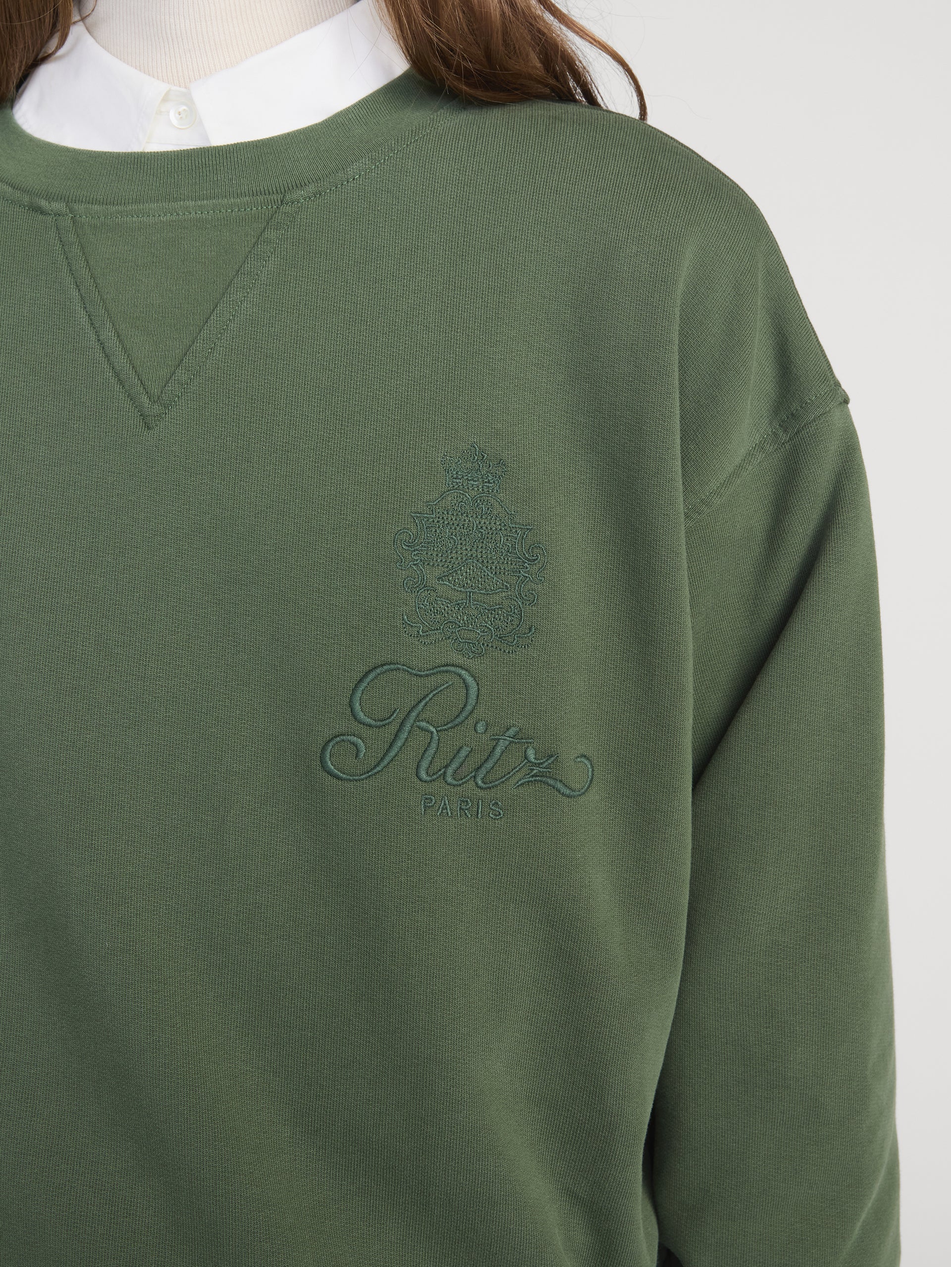 Ritz Crewneck Front Detail On Model 