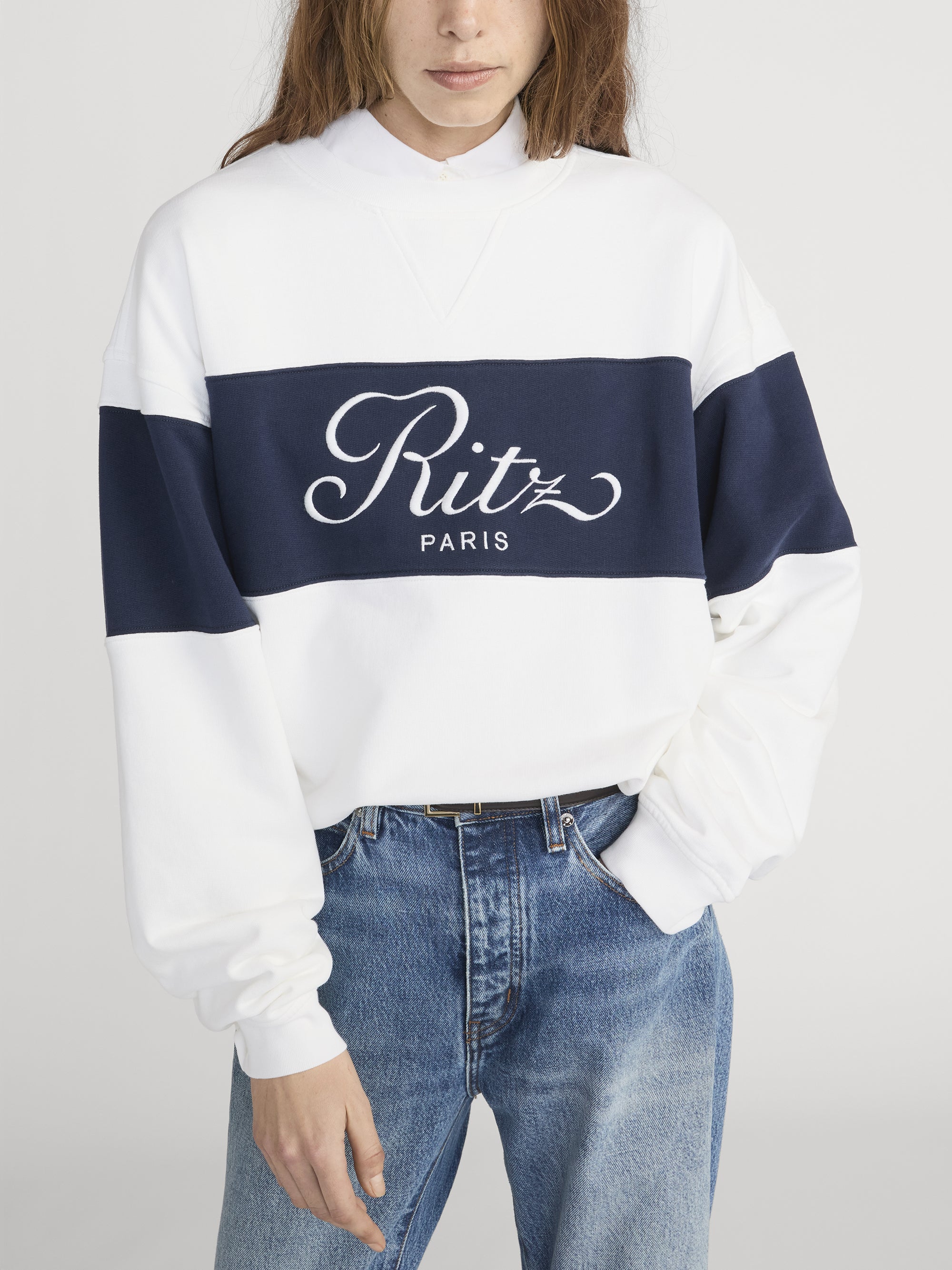 Ritz Sweatshirt Front Detail On Model 