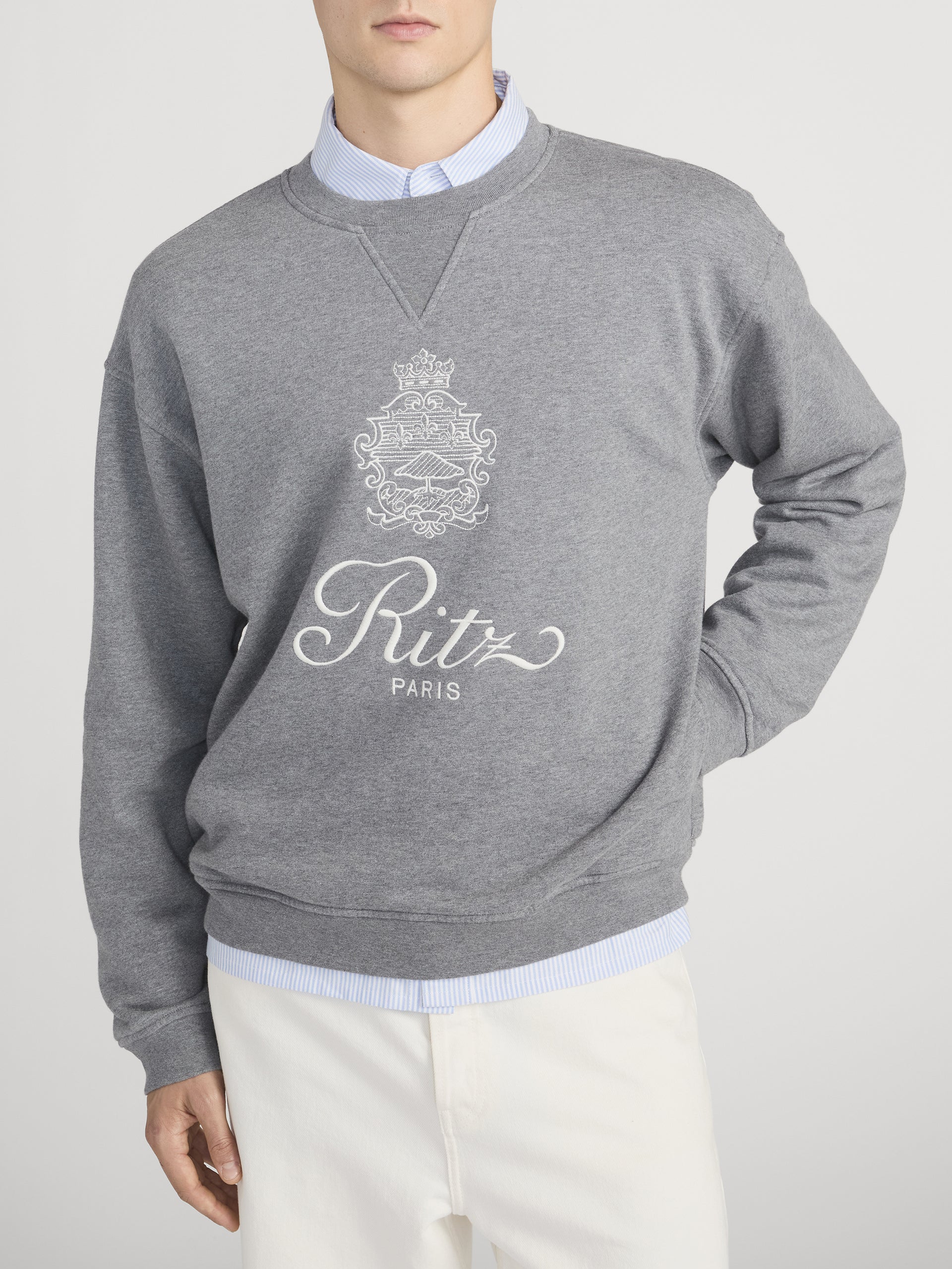 Ritz Sweatshirt Front Detail On Model 