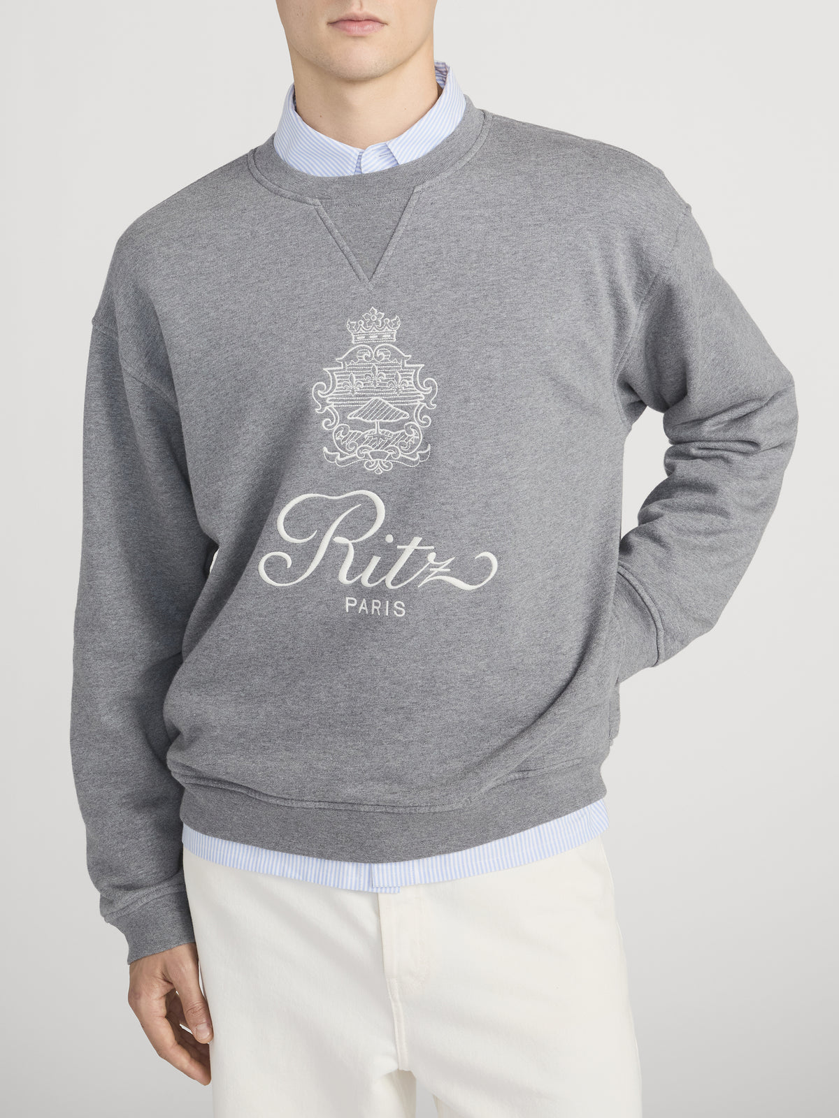 Ritz Sweatshirt Front Detail On Model 