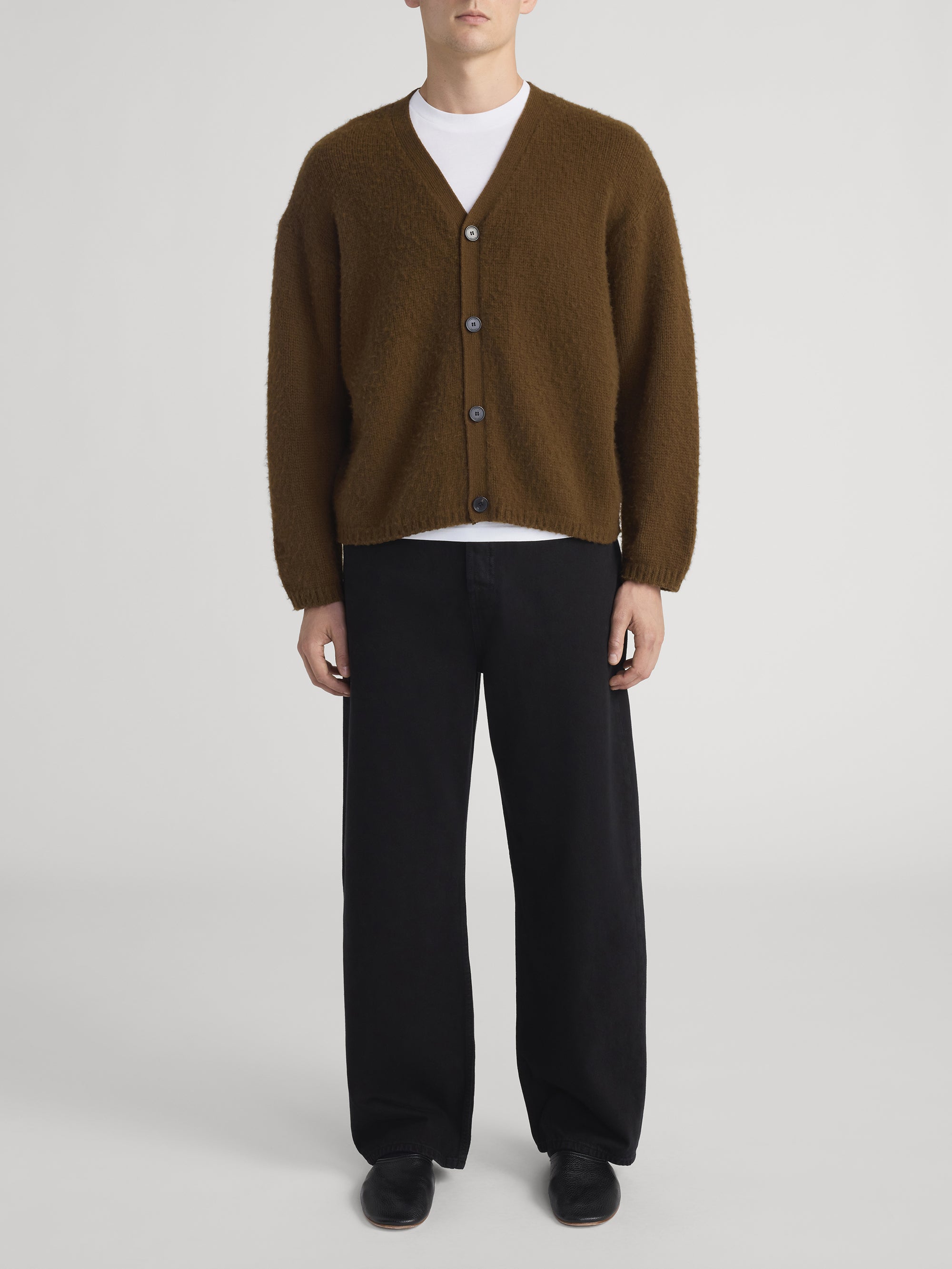 BRUSHED CASHMERE CARDIGAN CARAMEL