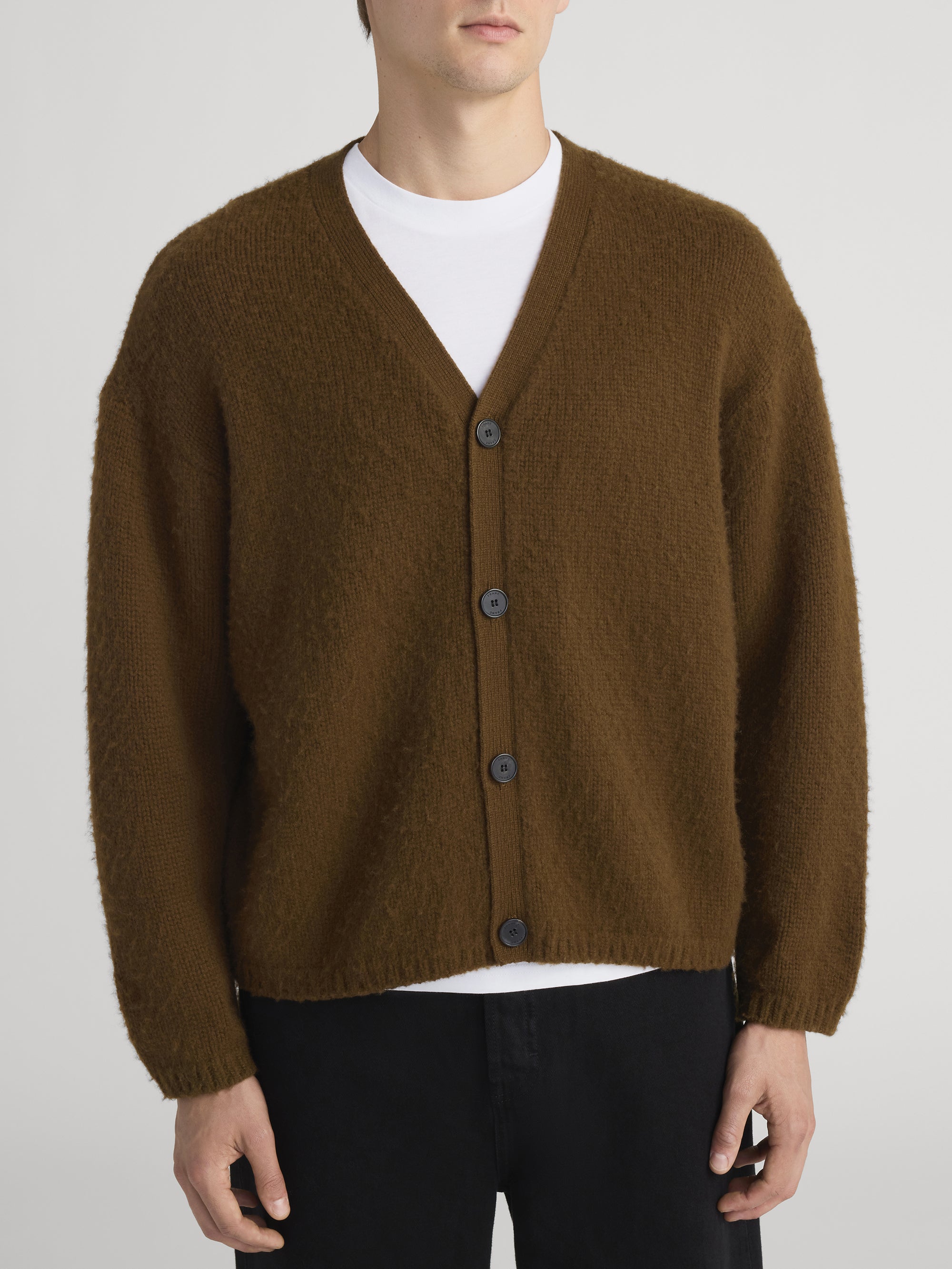 BRUSHED CASHMERE CARDIGAN CARAMEL