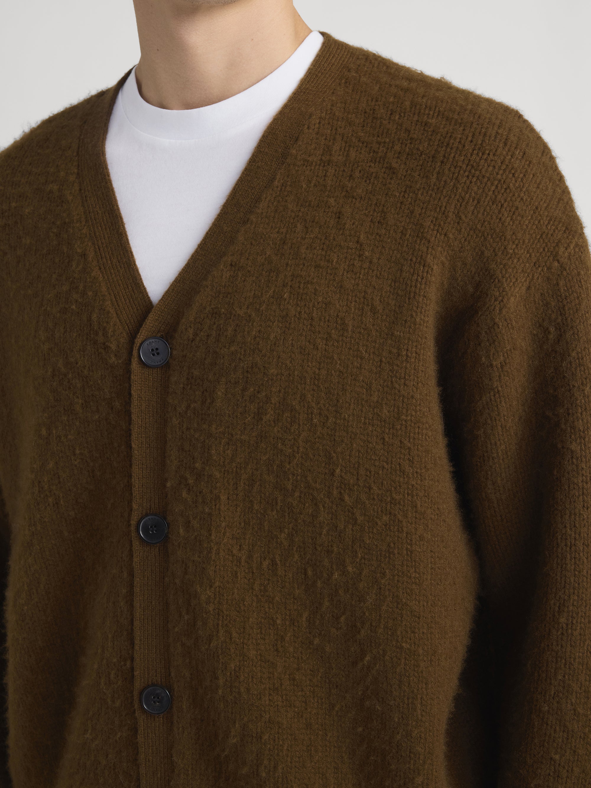 BRUSHED CASHMERE CARDIGAN CARAMEL