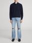 Cable Polo Sweater -- Dark Navy
