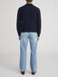 Cable Polo Sweater -- Dark Navy