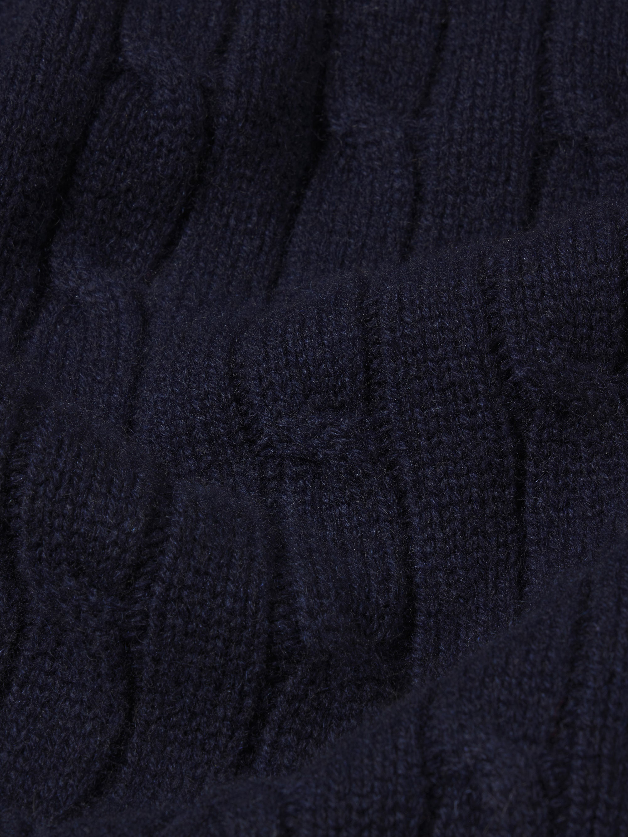 Cable Polo Sweater -- Dark Navy