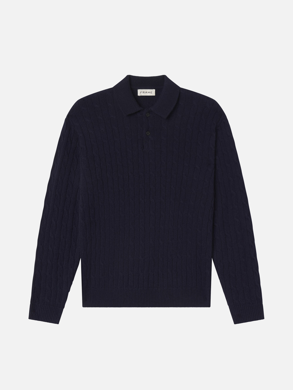 Cable Polo Sweater -- Dark Navy
