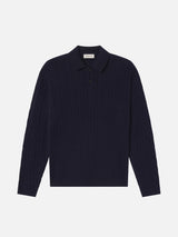 Cable Polo Sweater -- Dark Navy