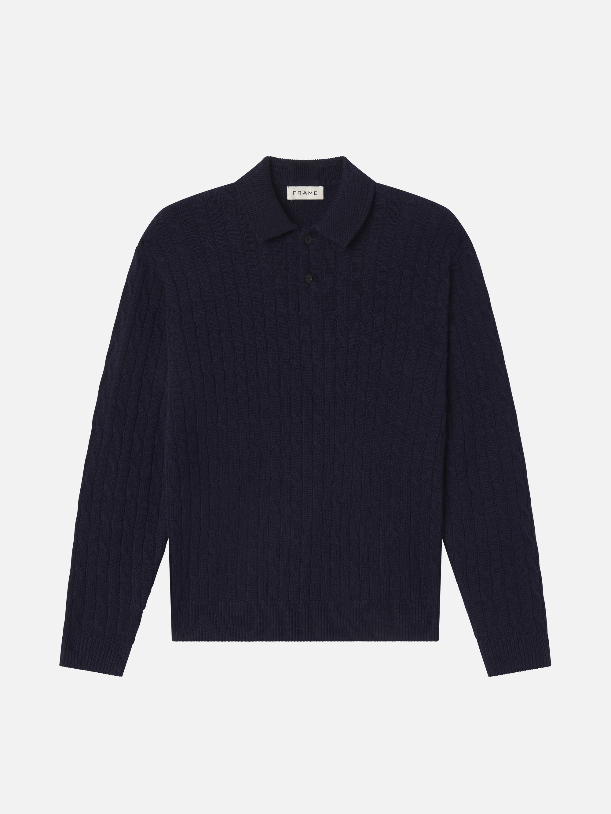 Cable Polo Sweater -- Dark Navy