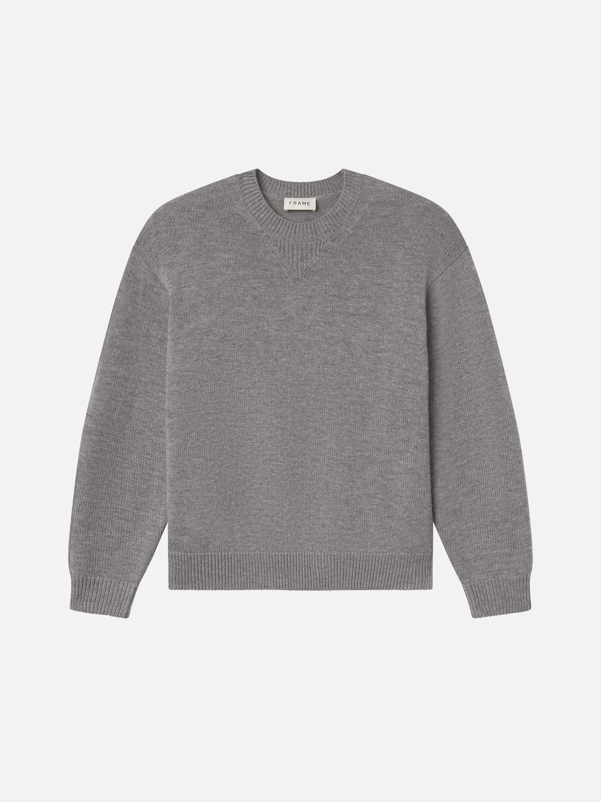 SUEDE PATCH SWEATER HEATHER GREY