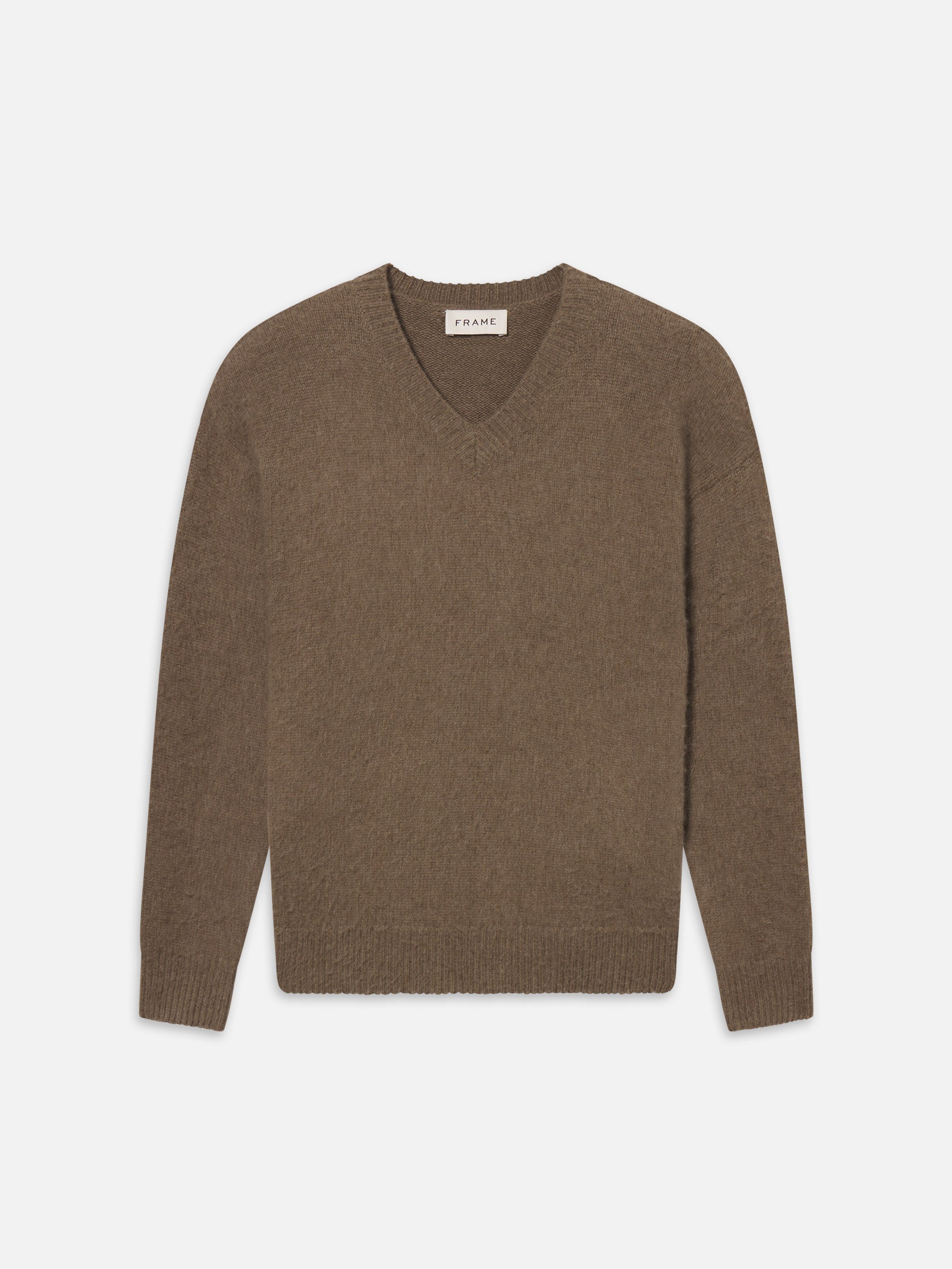 BRUSHED CASHMERE VNECK SWEATER LIGHT TAUPE