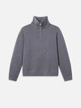 Zip Up Wool Sweater -- Grey Melange