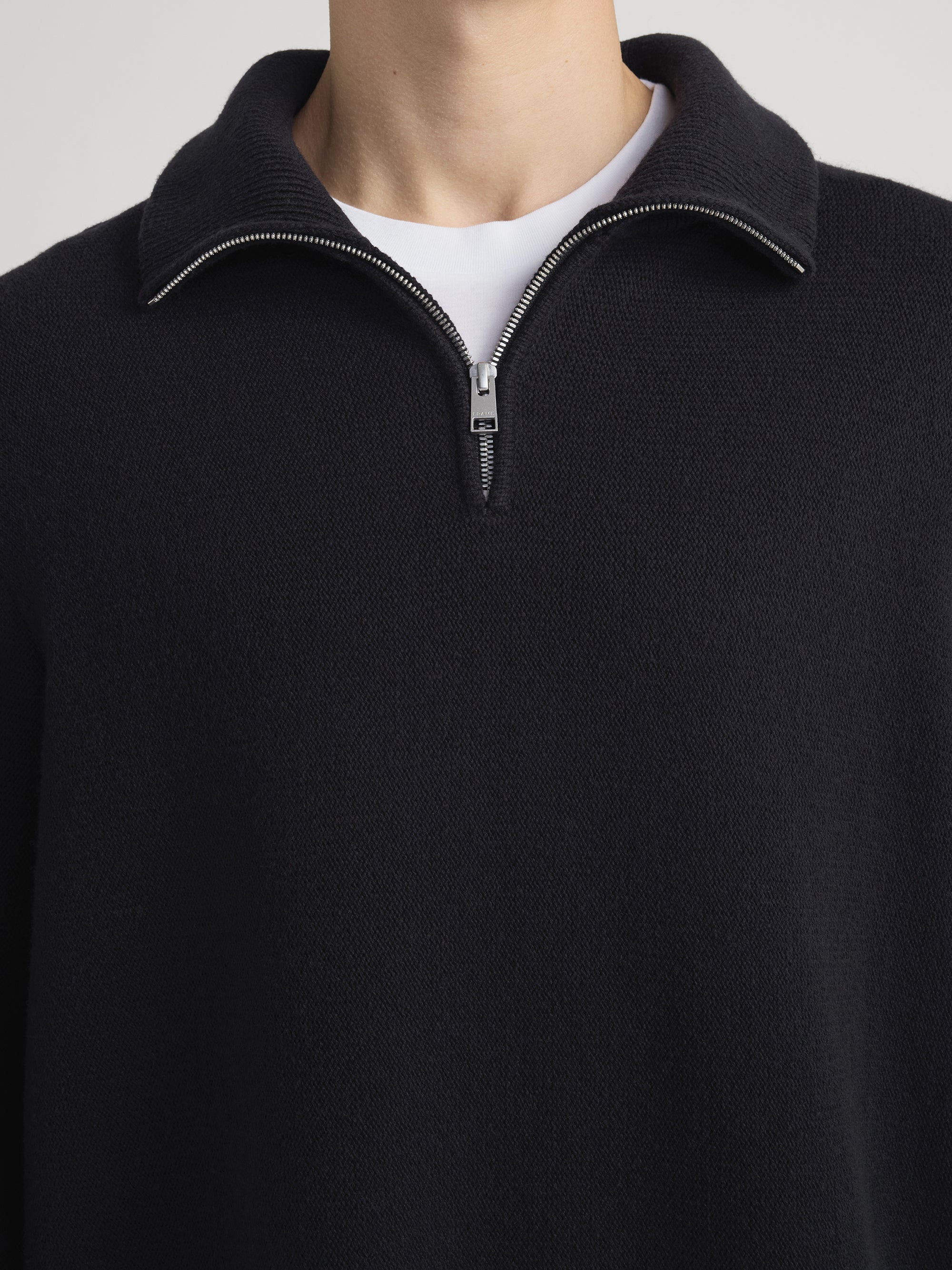 ZIP-UP WOOL SWEATER BLACK