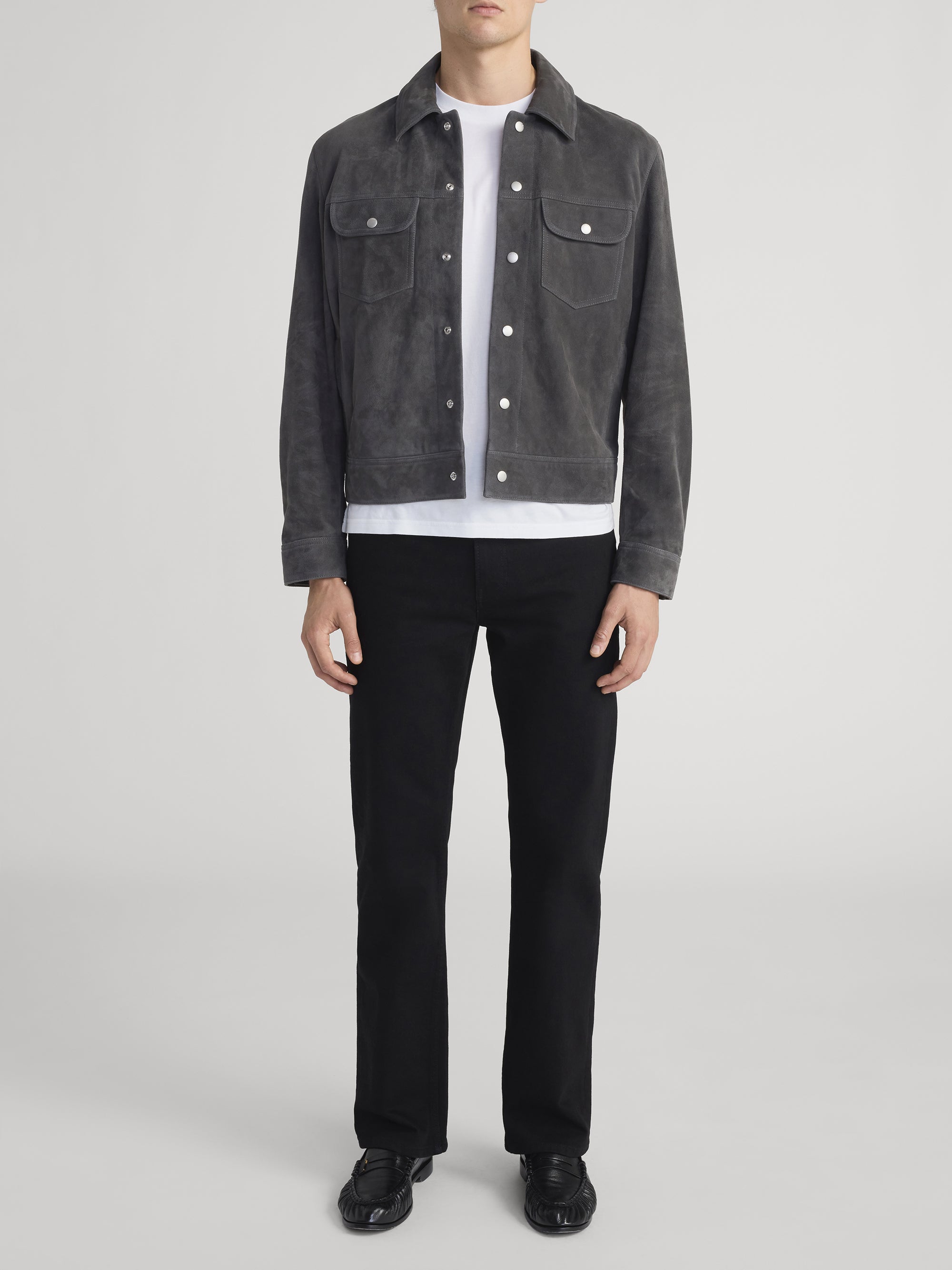 SUEDE TRUCKER JACKET DARK GREY