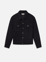Suede Trucker Jacket -- Dark Navy