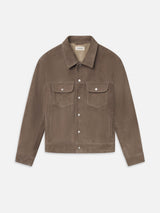 Suede Trucker Jacket -- Warm Beige