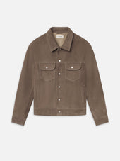 Suede Trucker Jacket -- Warm Beige