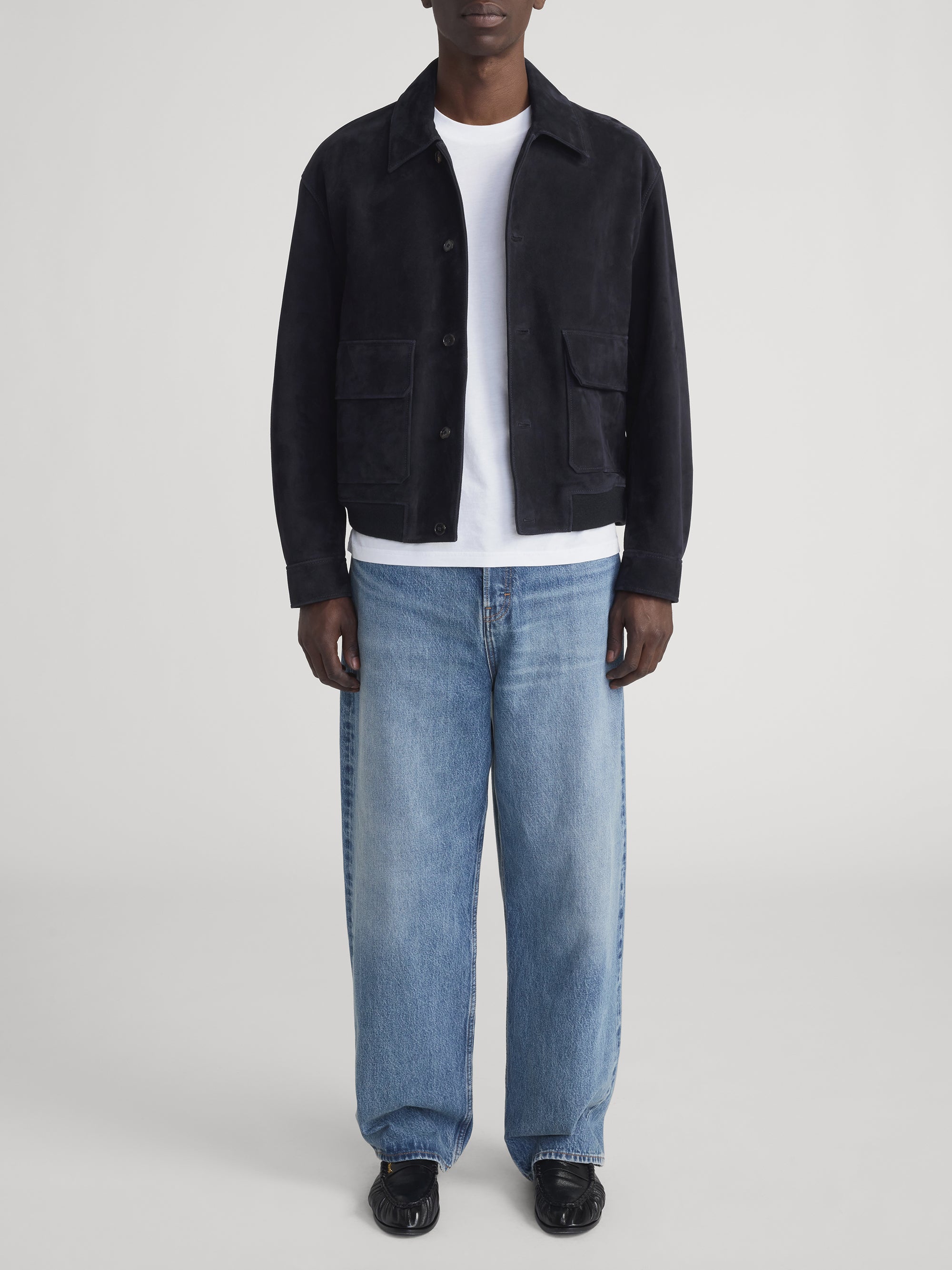 SUEDE BLOUSON DARK NAVY