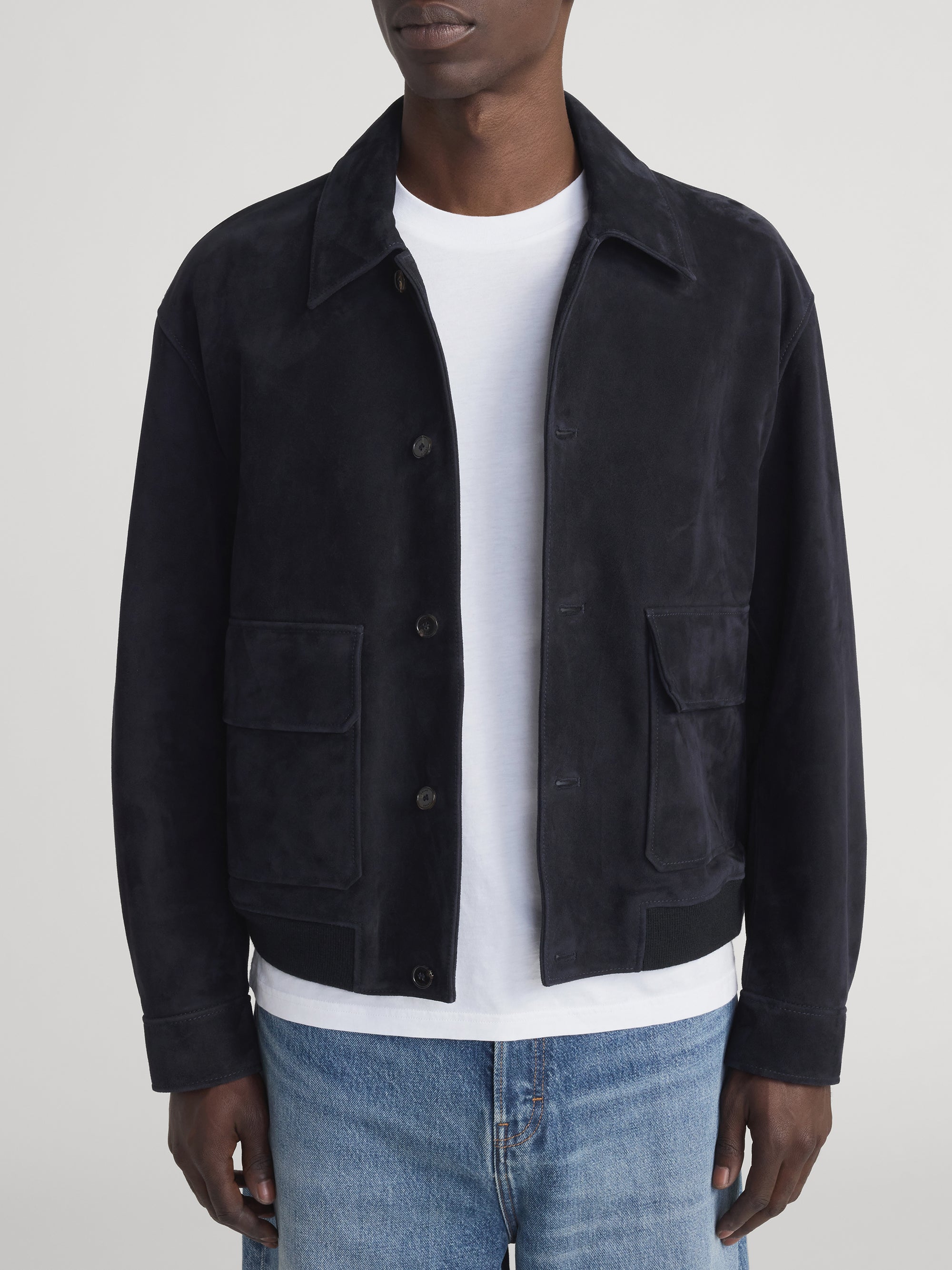 SUEDE BLOUSON DARK NAVY
