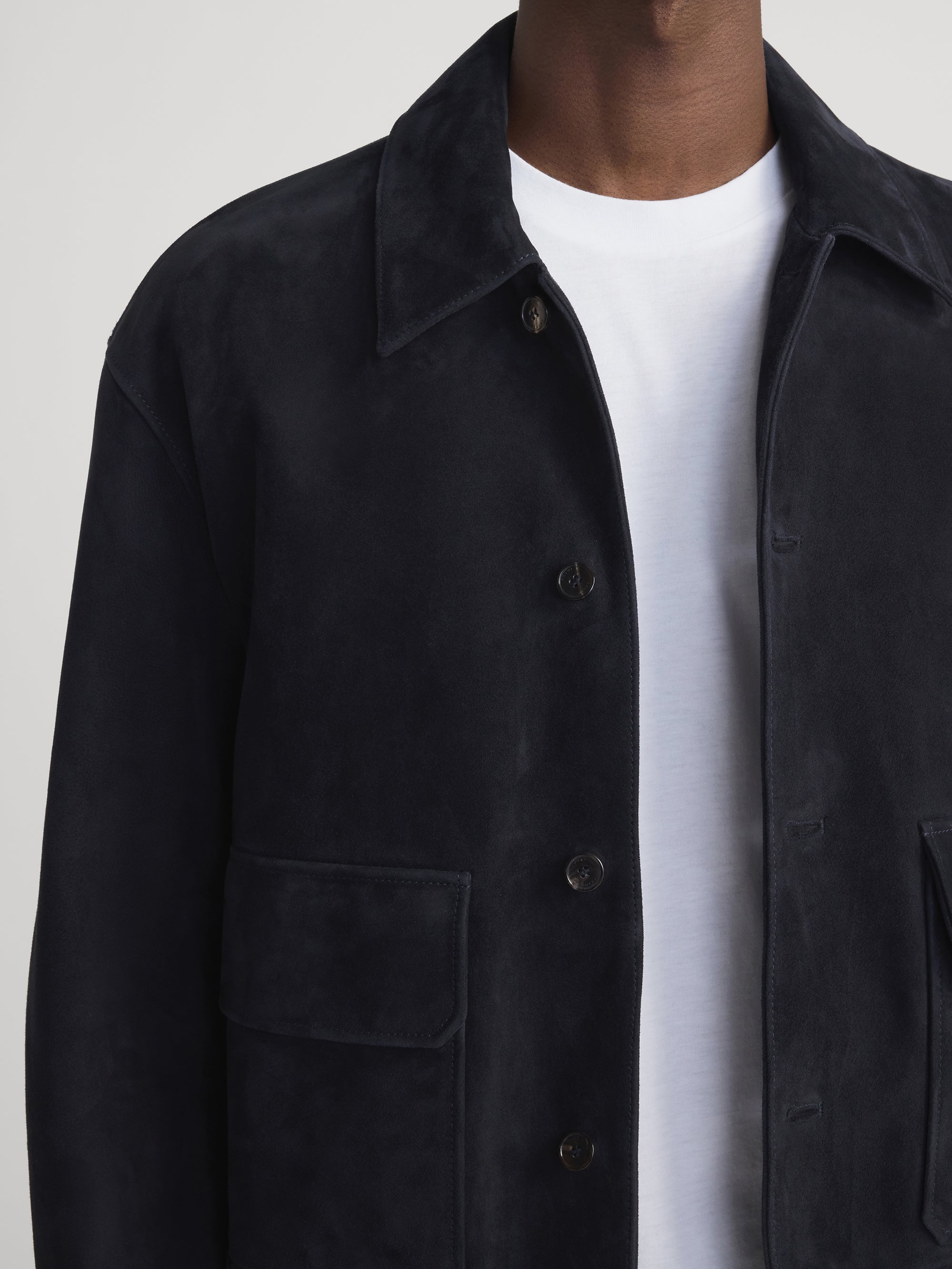 SUEDE BLOUSON DARK NAVY