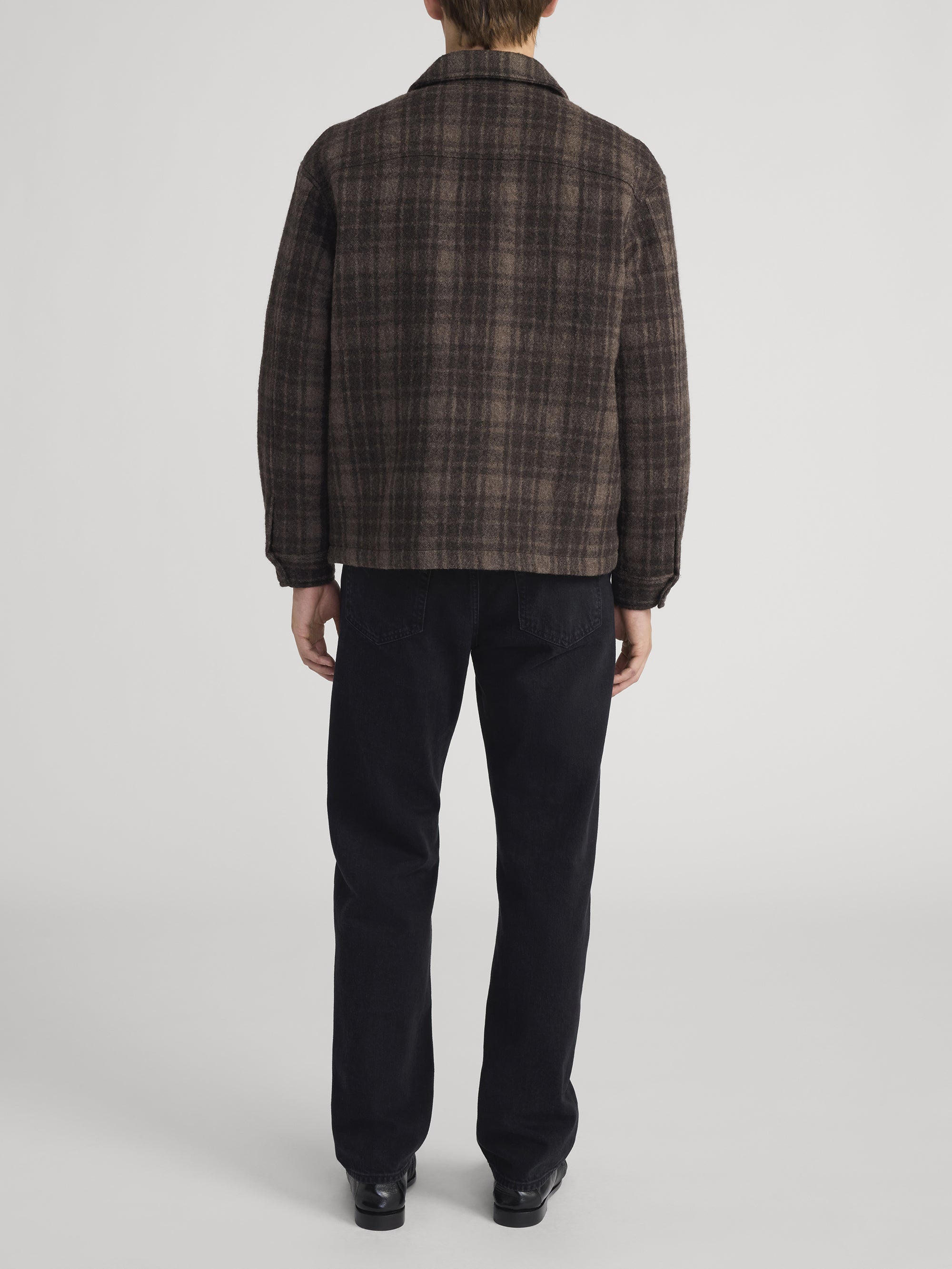 PADDED TWEED ZIP JACKET BROWN PLAID