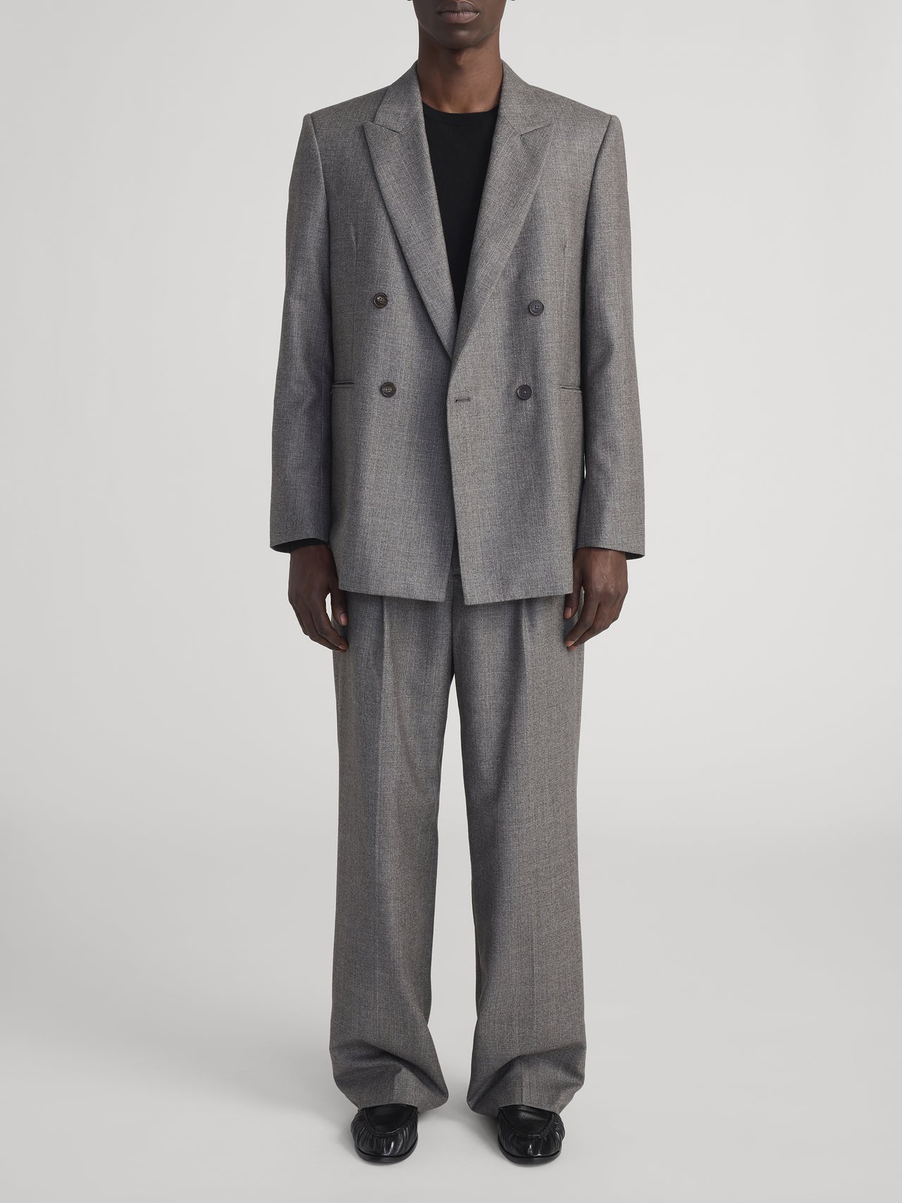 Wide Leg Flannel Trousers -- Light Taupe