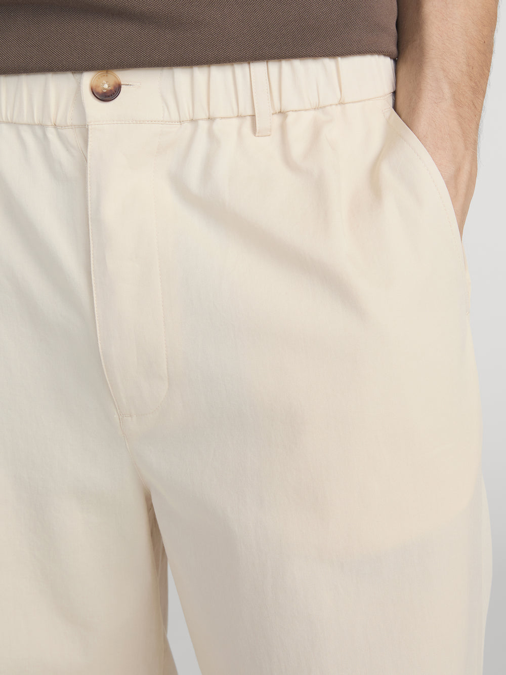 Relaxed Cotton Trousers -- Light Beige