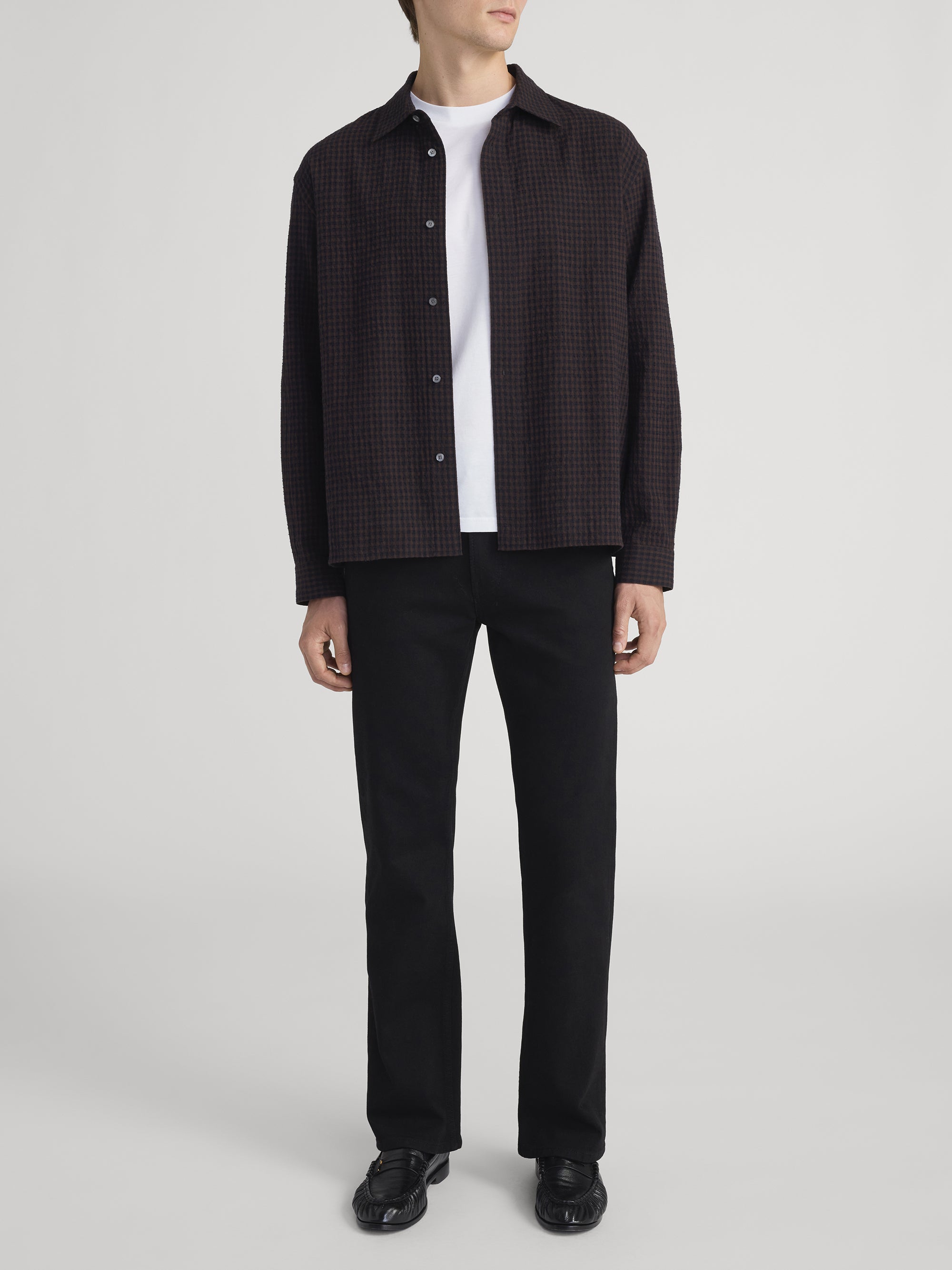 CHECKERED COTTON/WOOL SHIRT NAVY CHECK