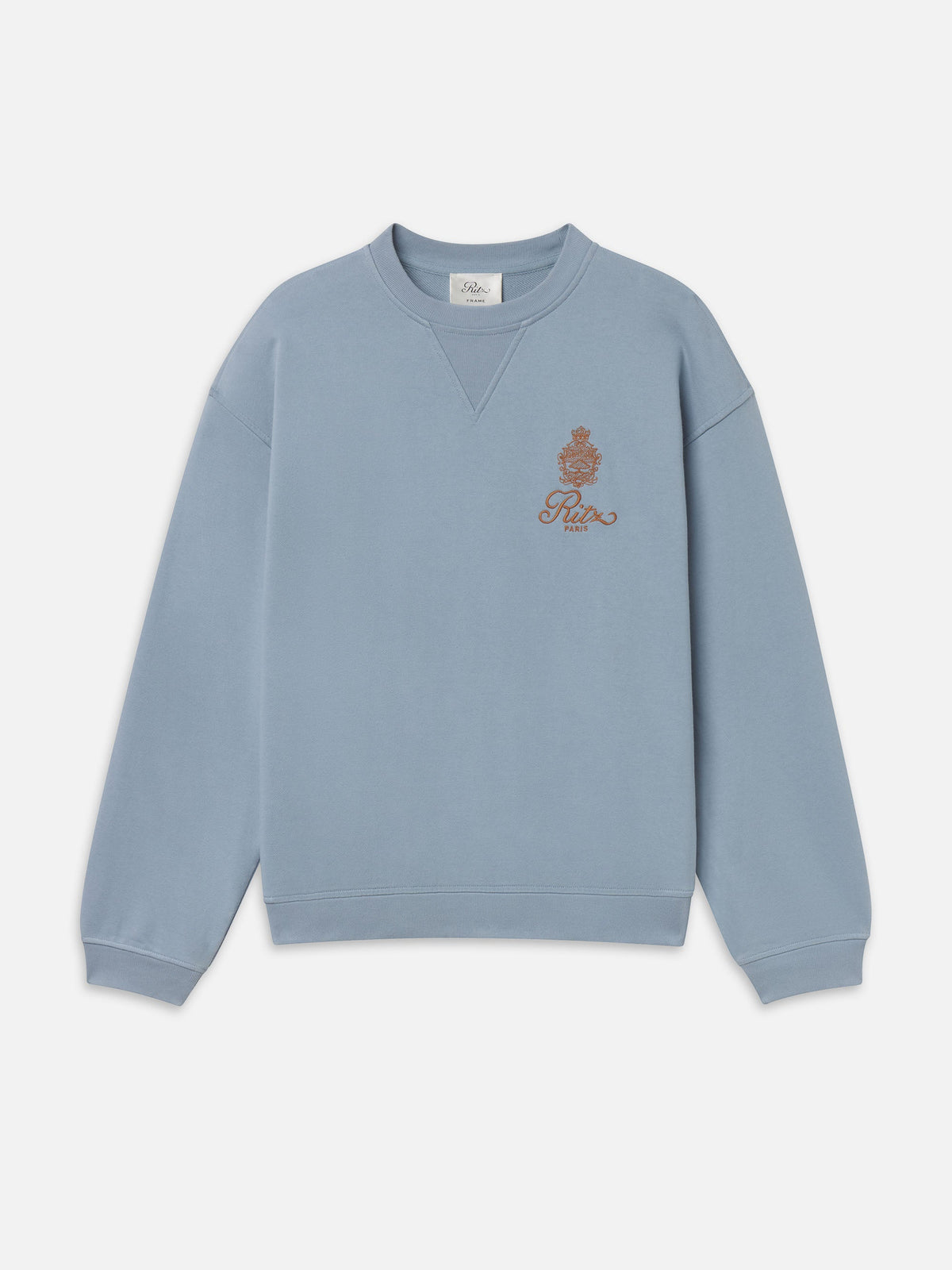 FRAME x Ritz Paris light-blue sweatshirt with small chest crest