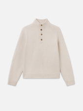 Yak Blend Open Collar Sweater -- Heather Cream