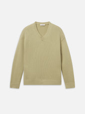 Chunky V-Neck Sweater -- Dusty Pistachio