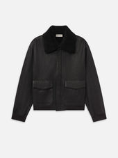 Aviator Leather Jacket -- Black