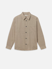 Wool Blend Mini Check Shirt -- Beige Check