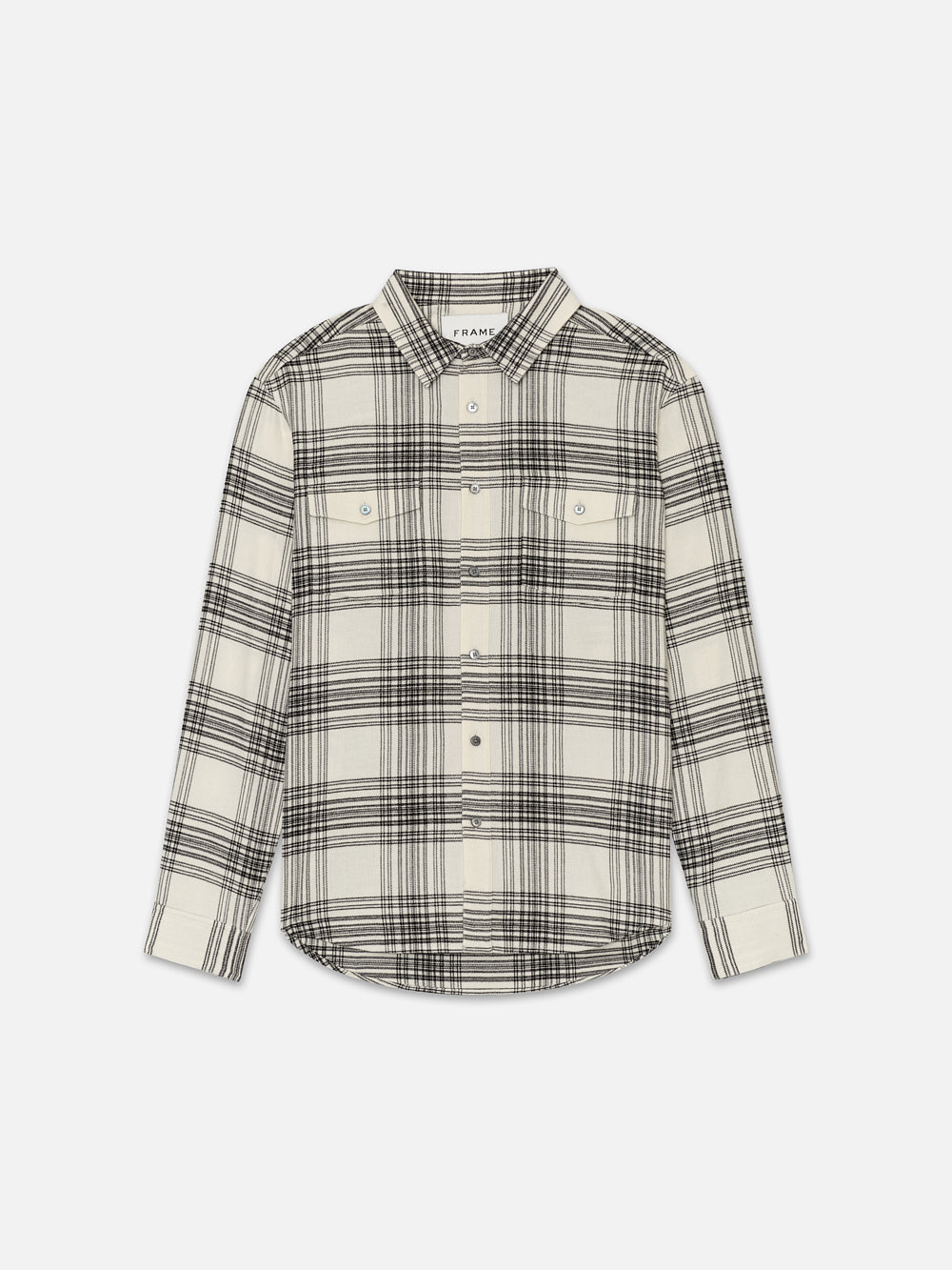 SPRING PLAID SHIRT WHITE CANVAS/BLACK – FRAME