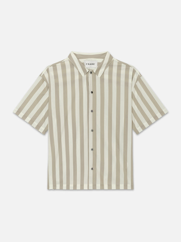 CAMP COLLAR SHIRT SMOKE BEIGE STRIPE – FRAME