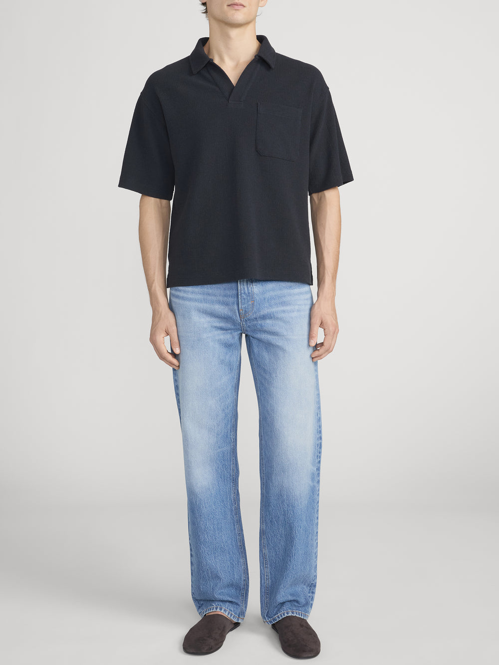 Textured Polo -- Dark Navy