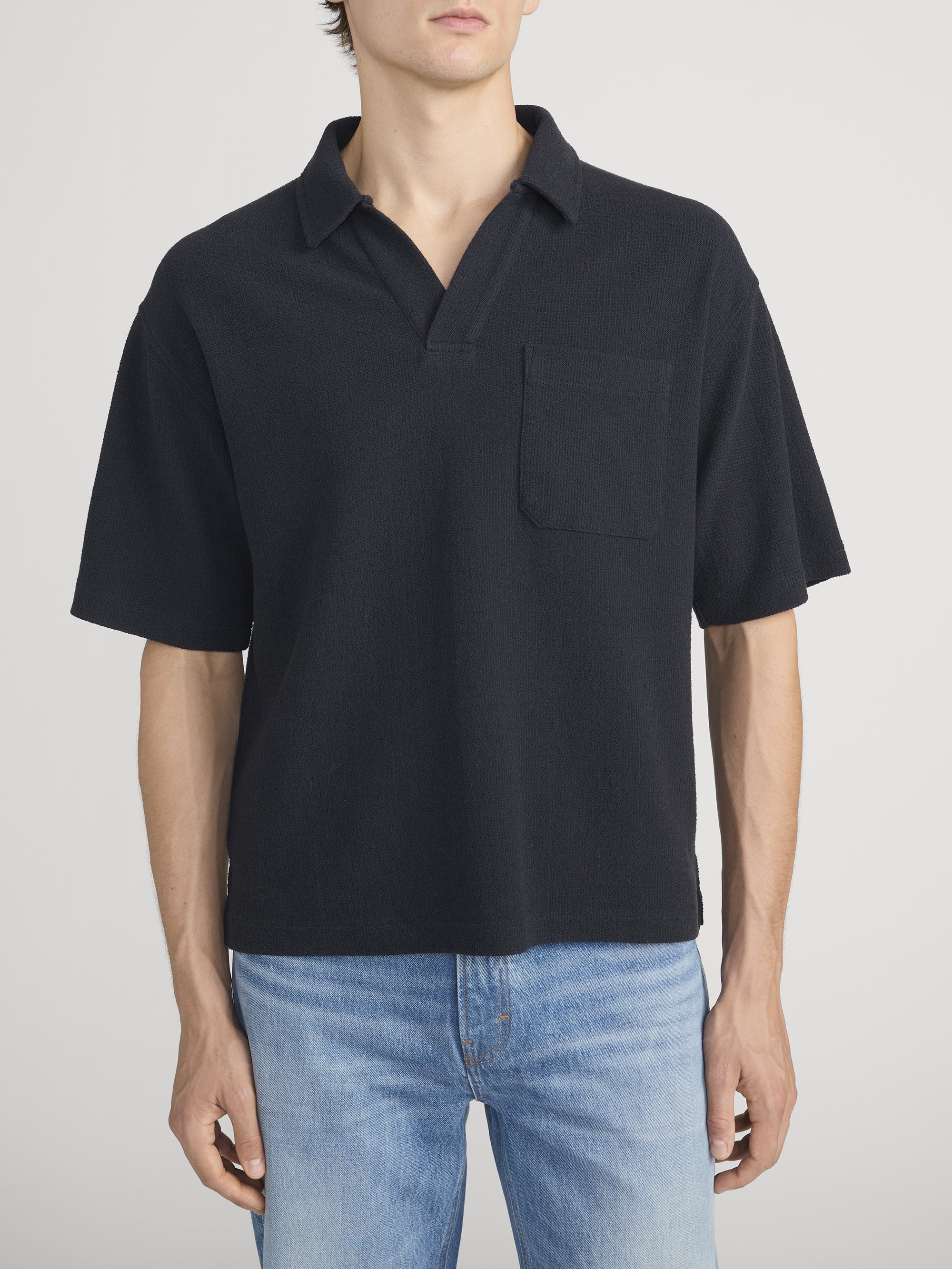 TEXTURED POLO DARK NAVY