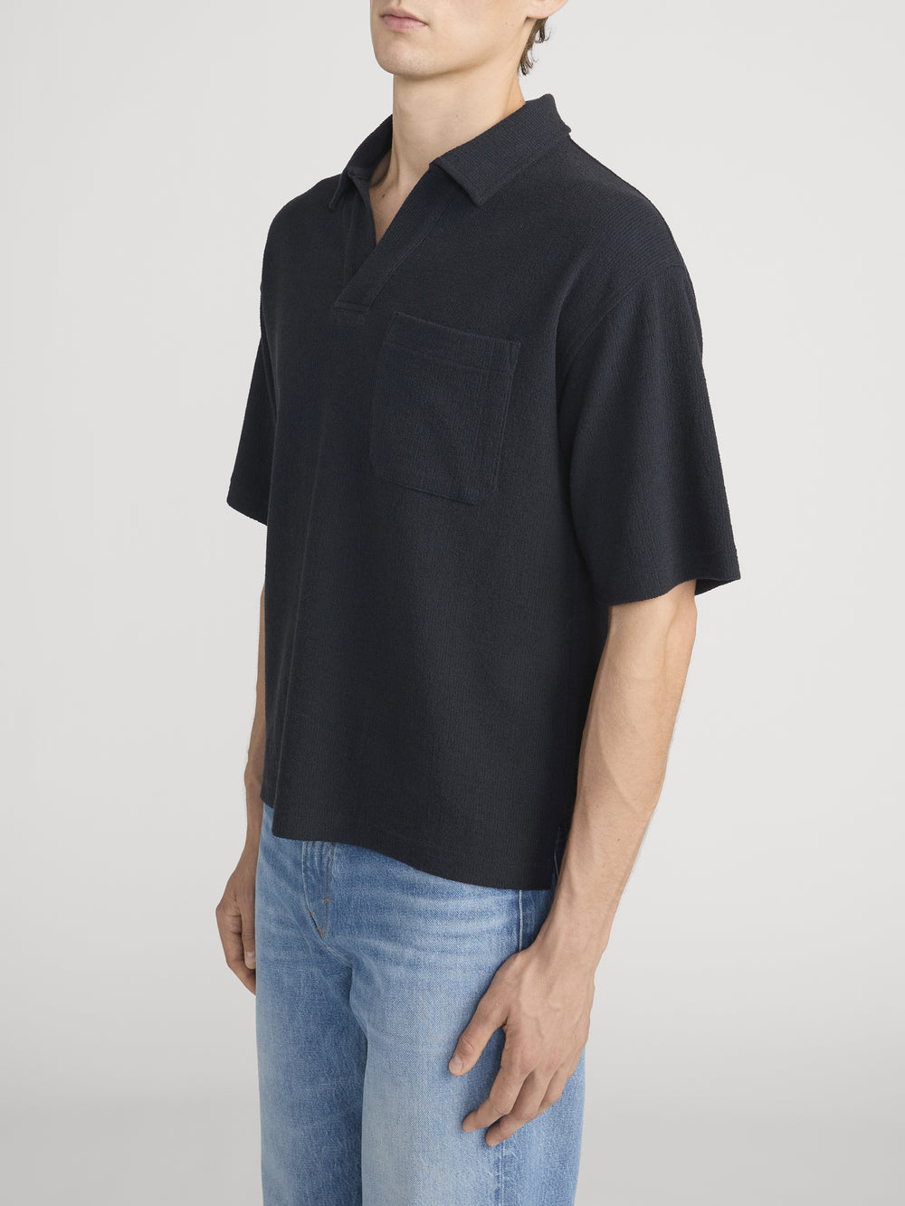 Textured Polo -- Dark Navy