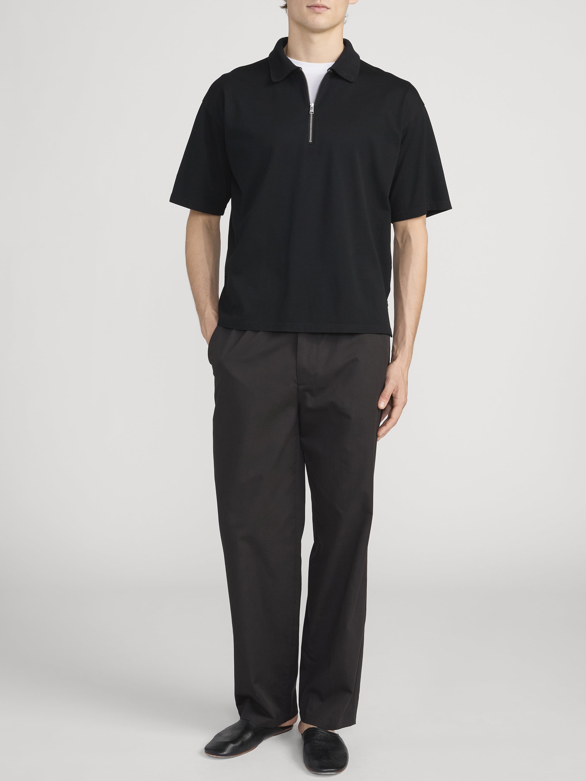 ZIP POLO SHIRT BLACK