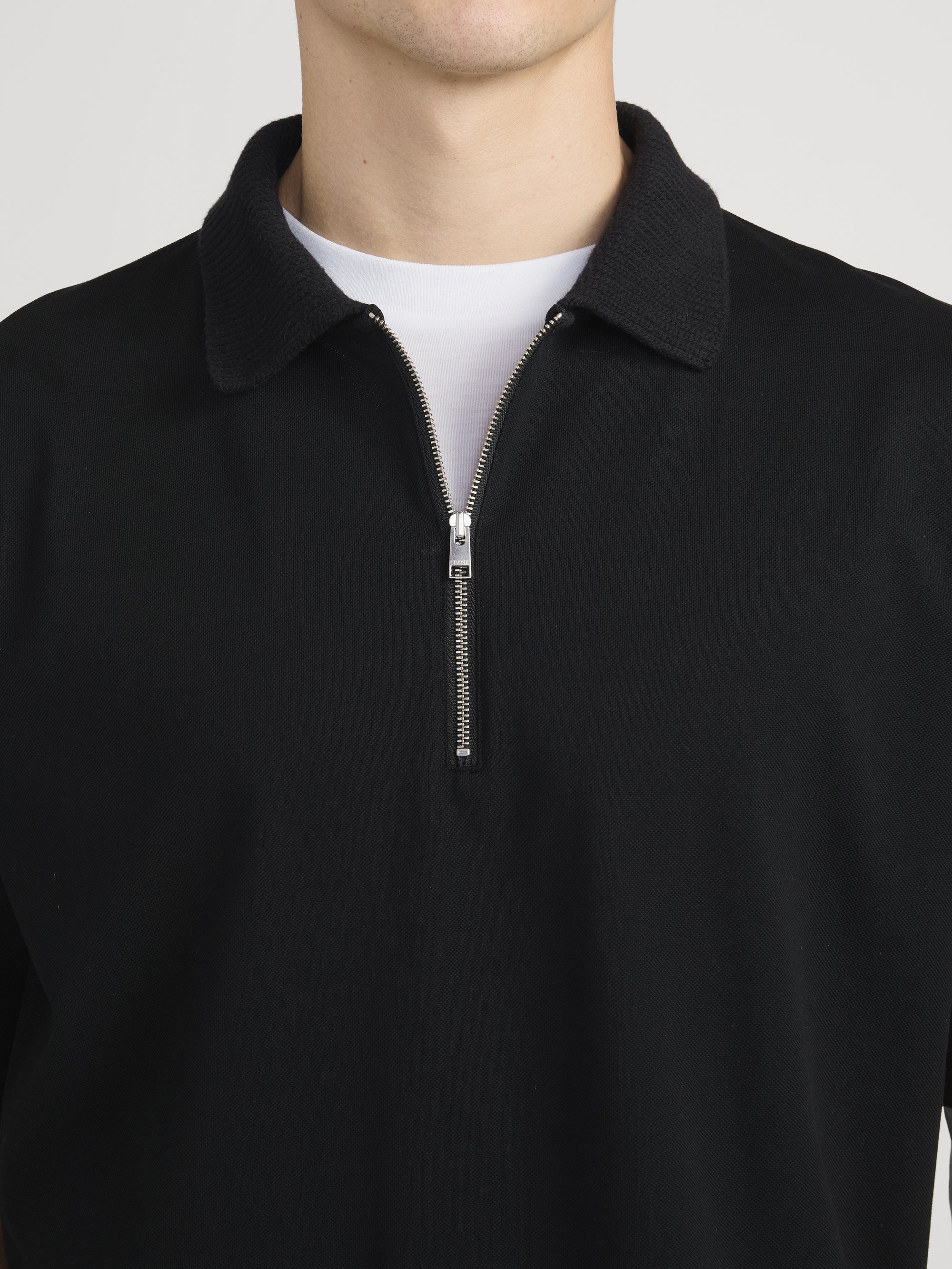 ZIP POLO SHIRT BLACK