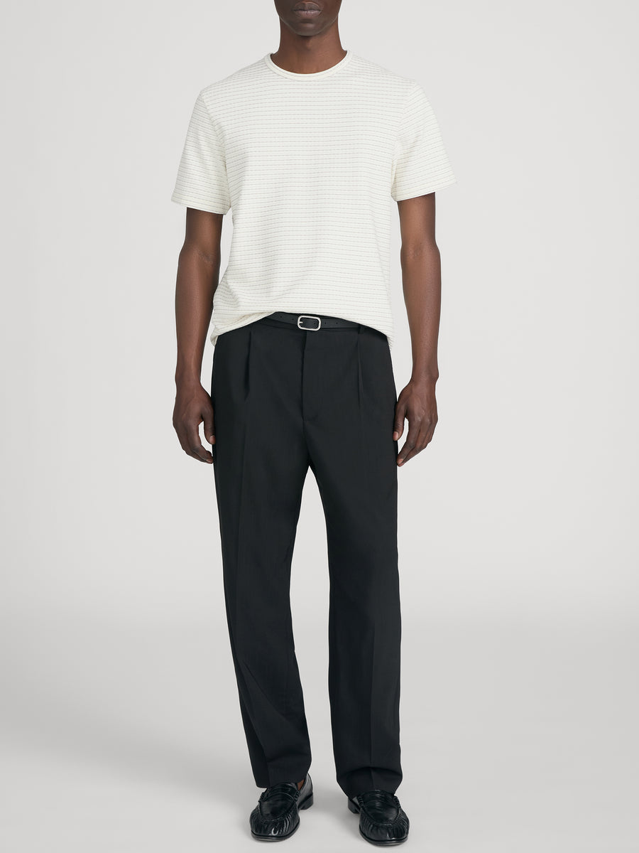 Jacquard Stripe Tee -- Cream/ Mauve Stripe