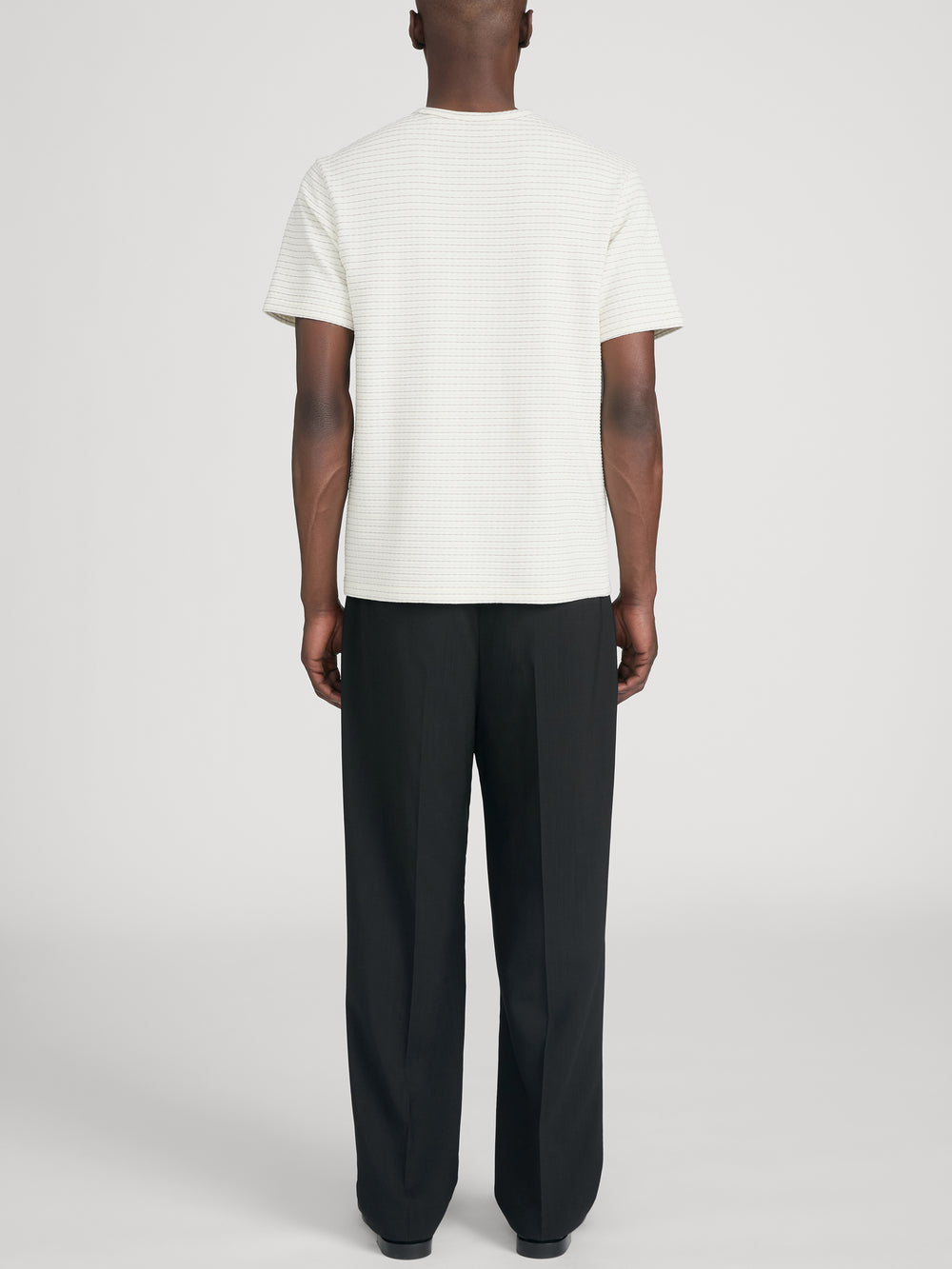 Jacquard Stripe Tee -- Cream/ Mauve Stripe