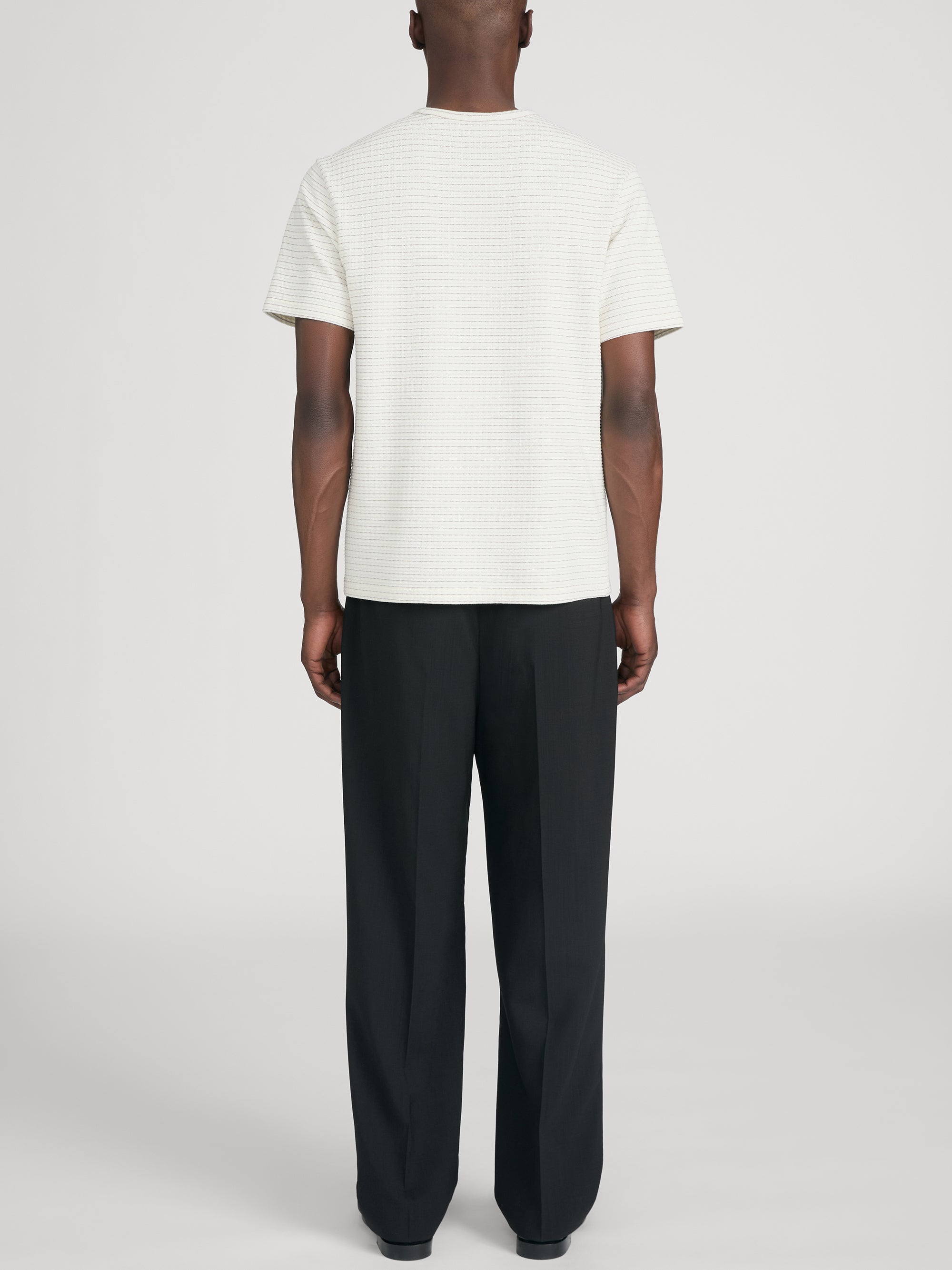 Jacquard Stripe Tee -- Cream/ Mauve Stripe