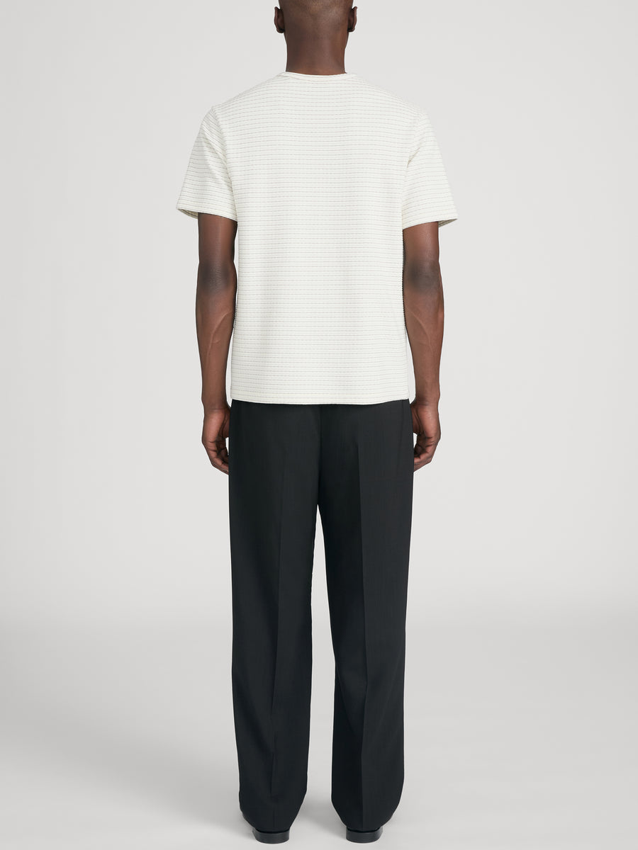 Jacquard Stripe Tee -- Cream/ Mauve Stripe