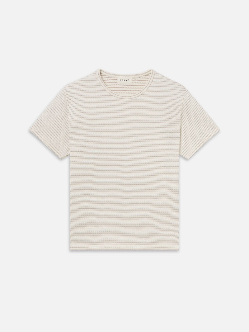 Jacquard Stripe Tee -- Cream/ Mauve Stripe