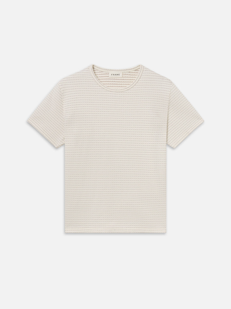 Jacquard Stripe Tee -- Cream/ Mauve Stripe