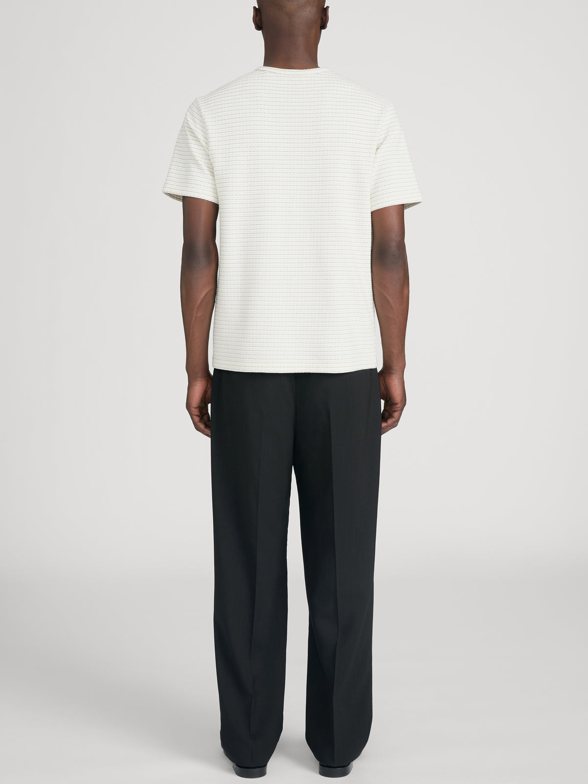 Jacquard Stripe Tee -- Cream/ Mauve Stripe