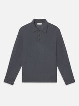 Long Sleeve Polo Sweater -- Blue Grey