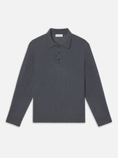 Long Sleeve Polo Sweater -- Blue Grey
