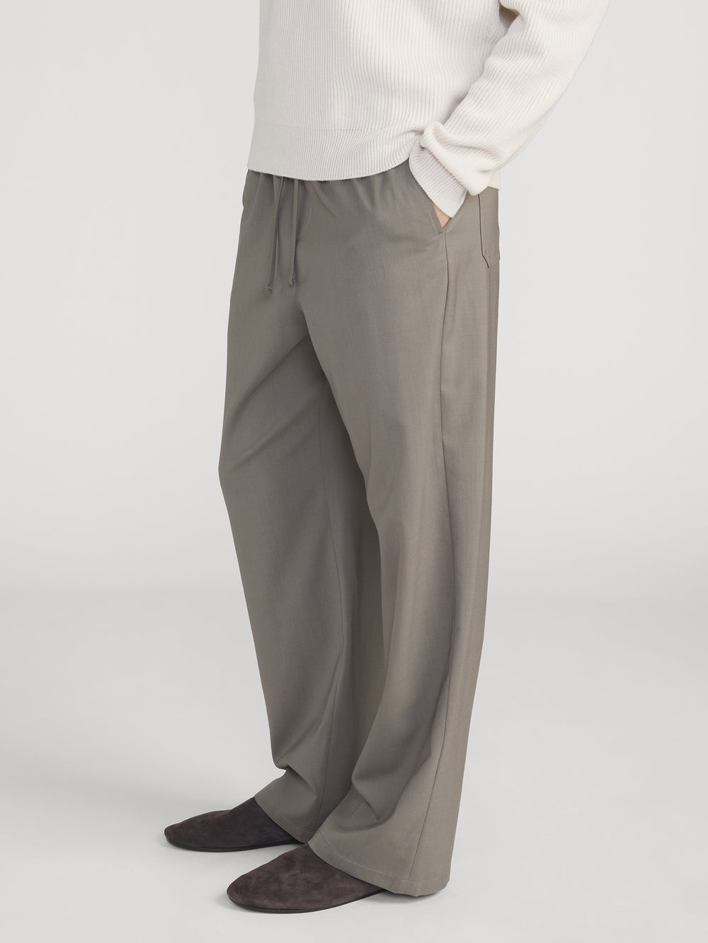 Easy Wide Leg Trousers -- Smoky Green